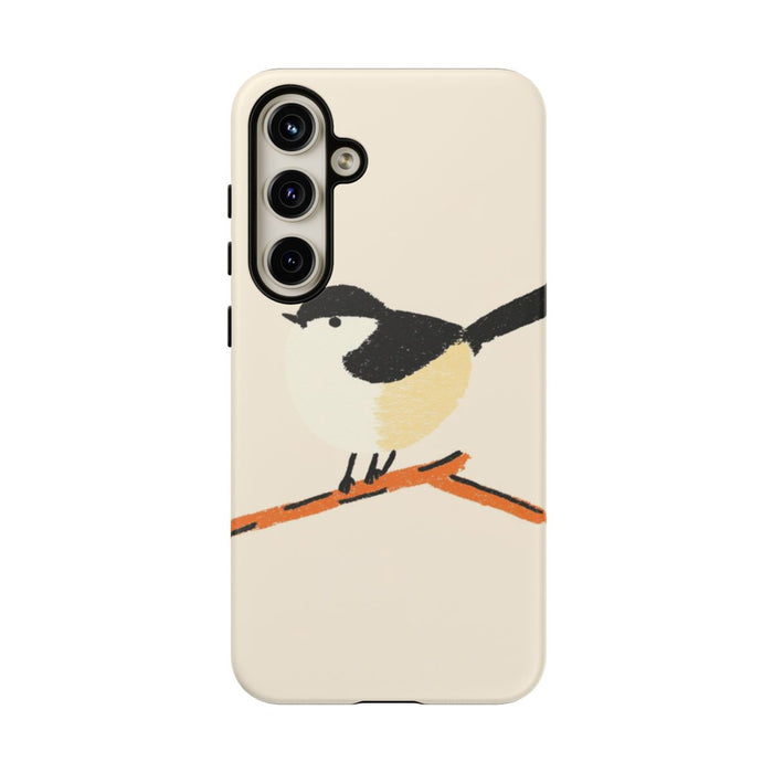 Minimalistische Vogelillustratie op Tak