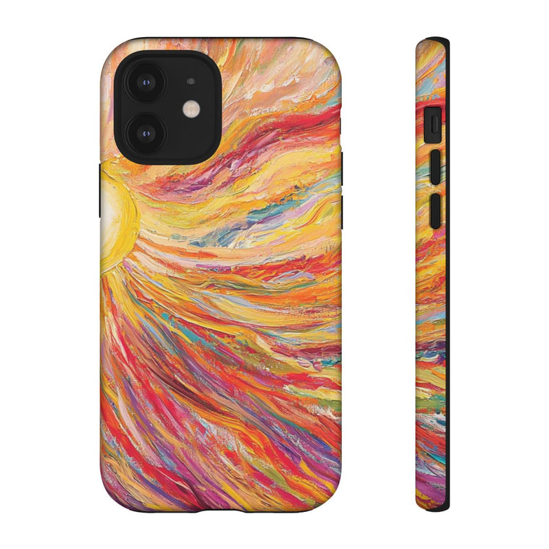 Abstracte Stralende Zonne-uitbarsting met Penseelstreken