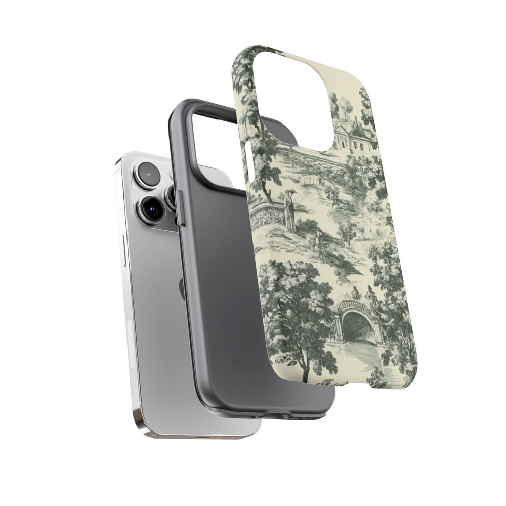 Landelijke Toileprint met Bomen en Nostalgische Taferelen