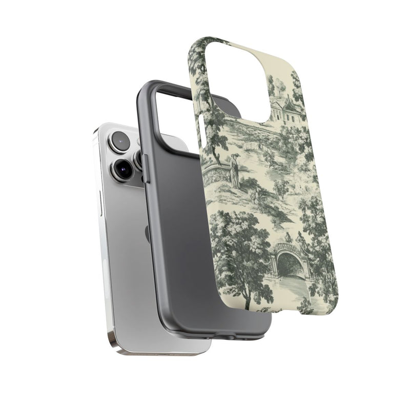 Landelijke Toileprint met Bomen en Nostalgische Taferelen