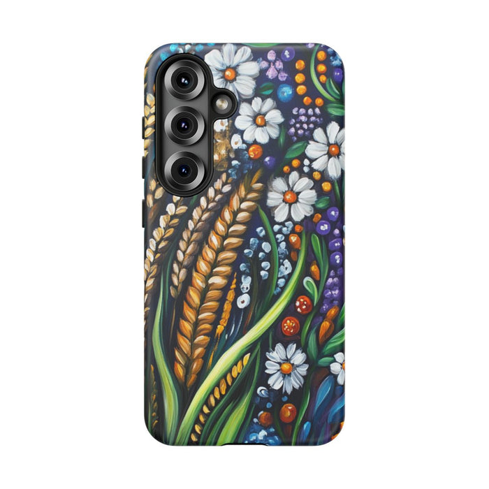 Kleurrijke Bloemen en Gouden Graan in Folklorestijl