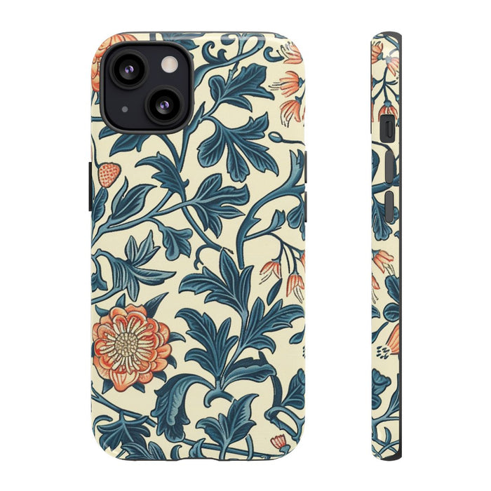 Blauw-Oranje Bloemenpatroon