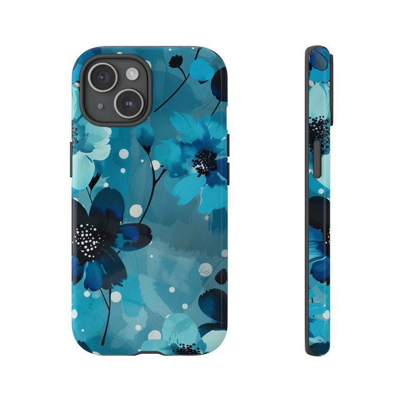 Blauw Bloemenpatroon met Stippen