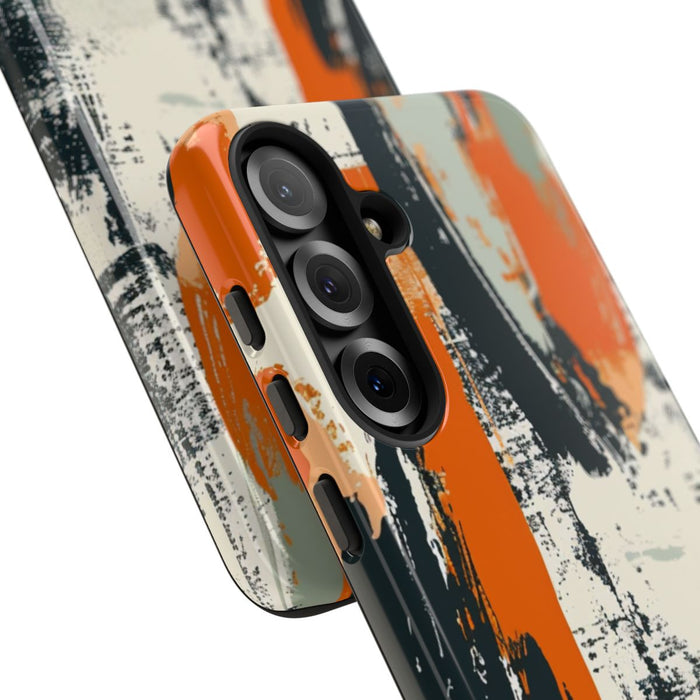 Abstract Oranje-Zwart Penseelstrepenpatroon