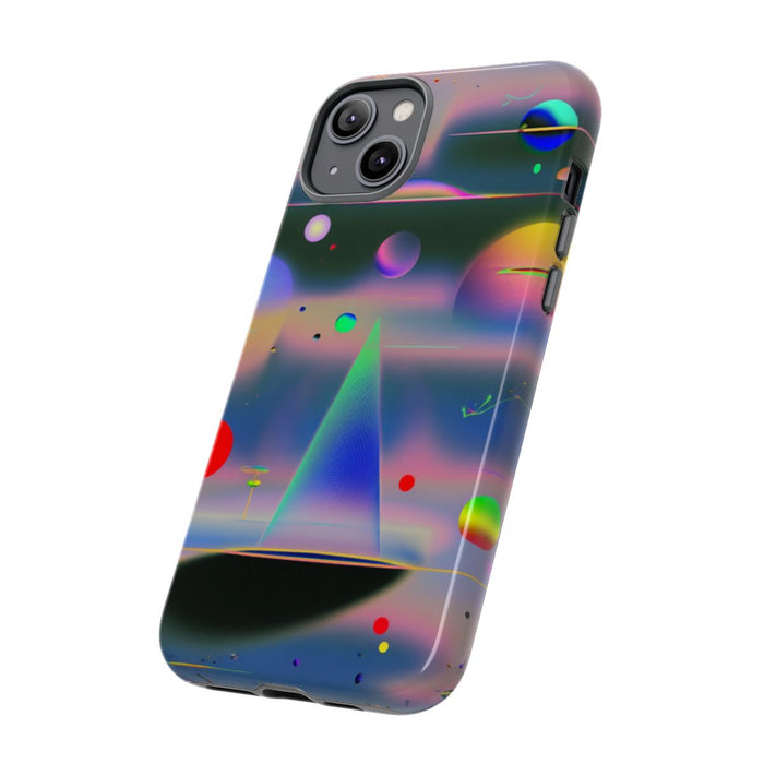 Kleurrijke Geometrische Bollen en Piramide Abstract