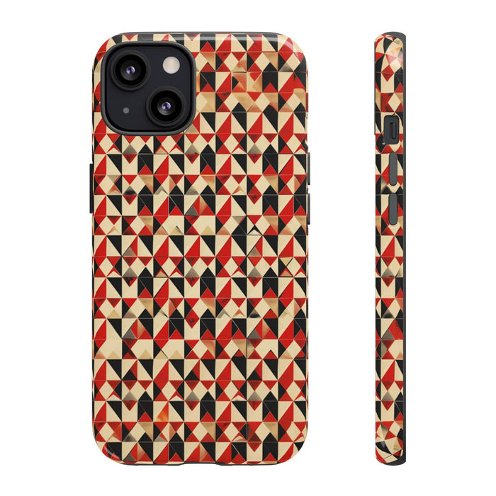 Geometrisch Abstract Patroon in Rood en Zwart