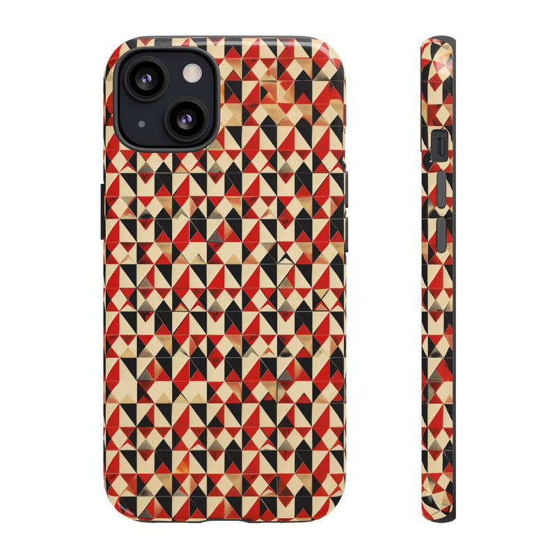 Geometrisch Abstract Patroon in Rood en Zwart