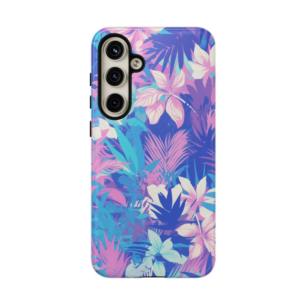 Tropisch Bloemenpatroon in Paars en Cyaan