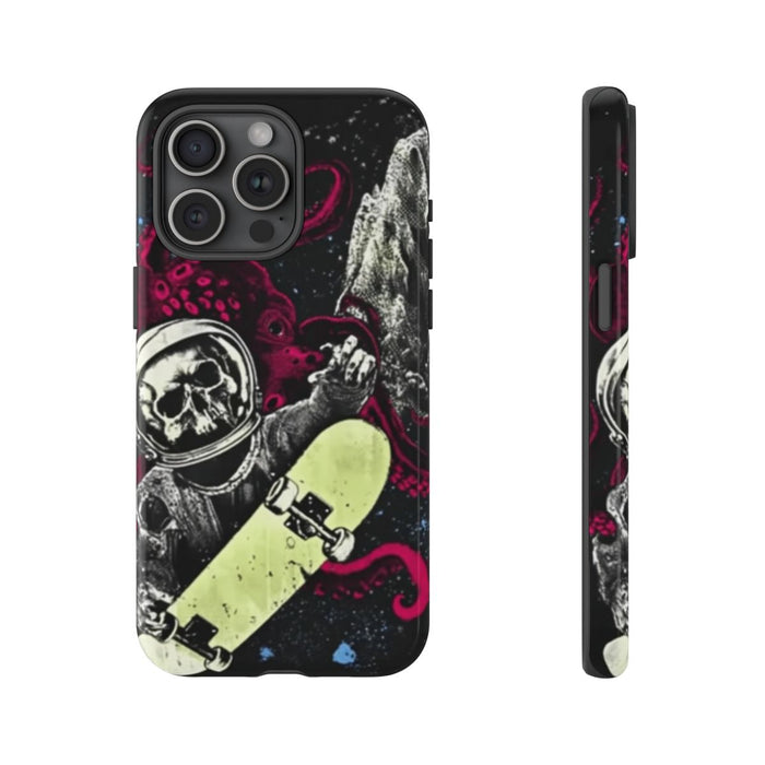 Schedel-Astronaut met Skateboard en Octopus