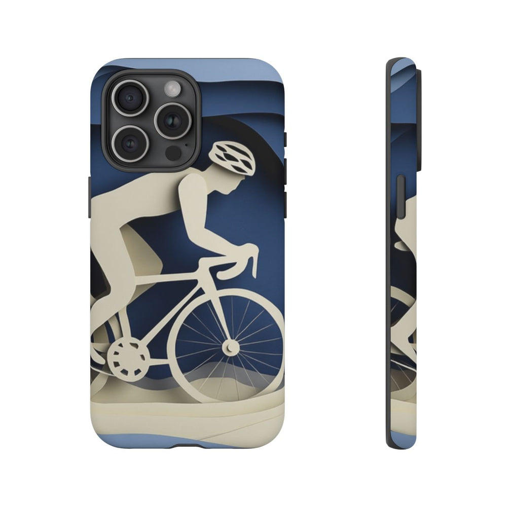 Papieren Fietsers in Blauwe Landschap
