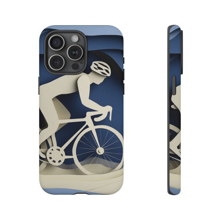 Papieren Fietsers in Blauwe Landschap