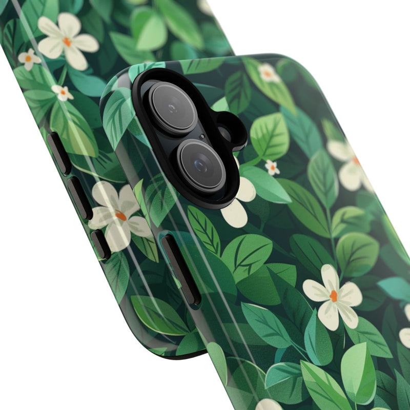 Groene Bladeren en Witte Bloemenpatroon