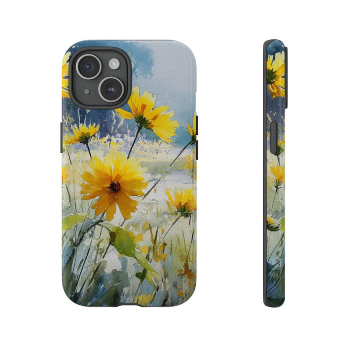 Gele Zonnebloemen in Pastelkleurig Landschap