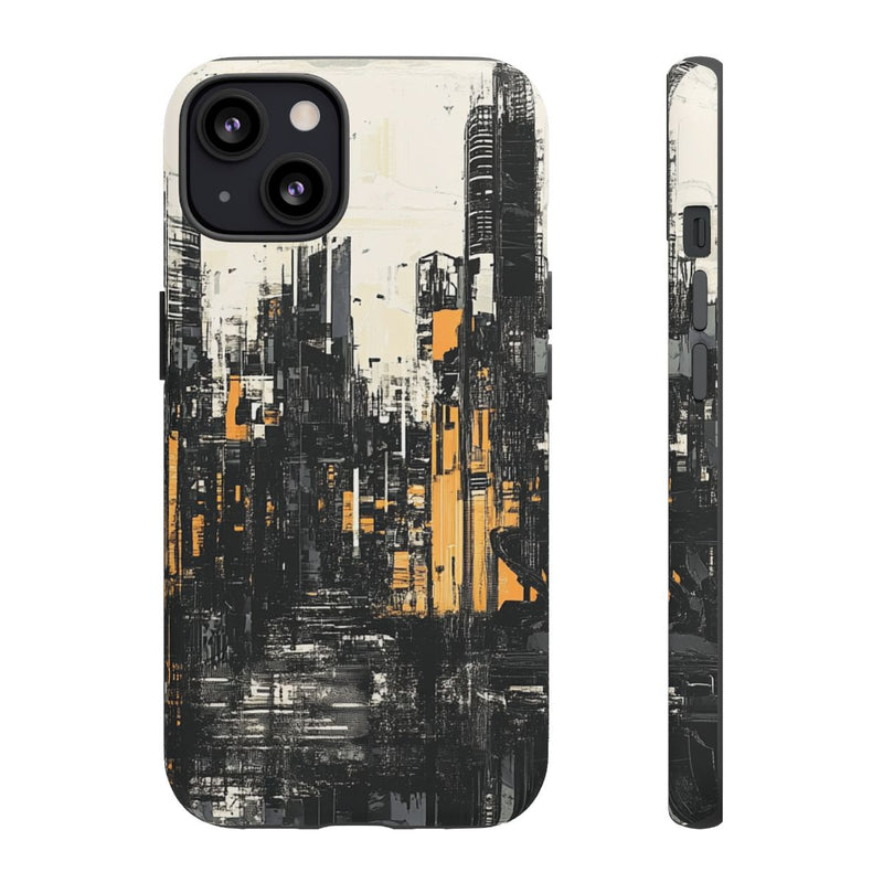 Abstracte Stadsgezicht in Zwart en Oranje