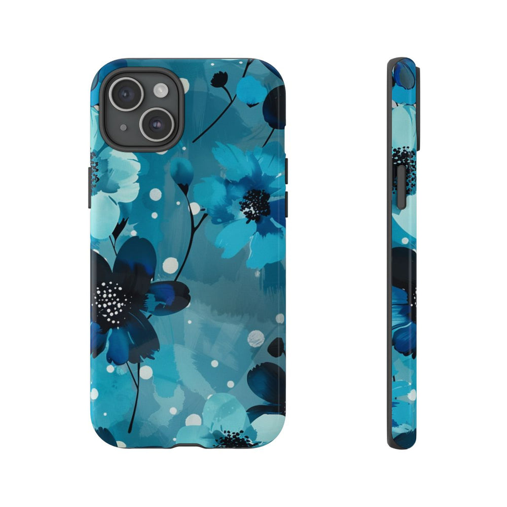 Blauw Bloemenpatroon met Stippen