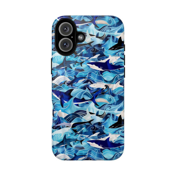 Blauwe Oceaangolven en Haaienpatroon