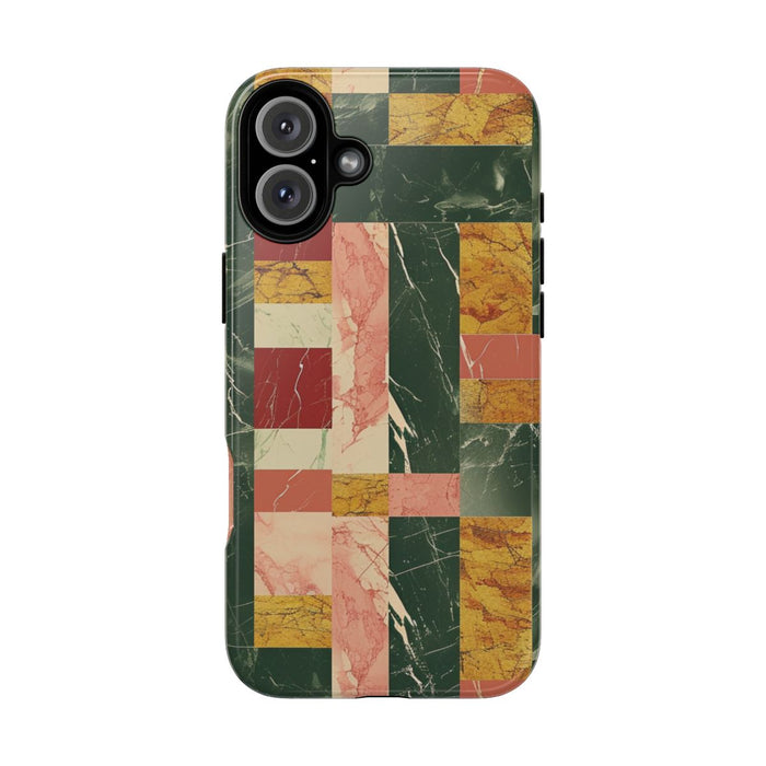 Retro Marmerpatroon in Geometrische Blokken