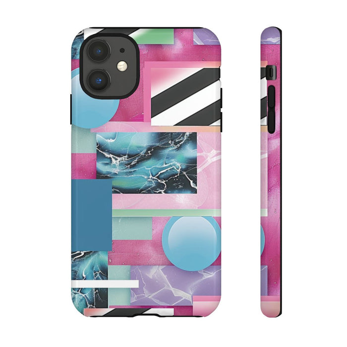 Abstract Geometrisch Patroon in Roze en Blauw