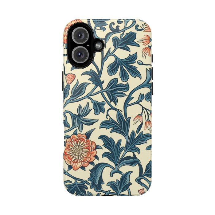 Blauw-Oranje Bloemenpatroon