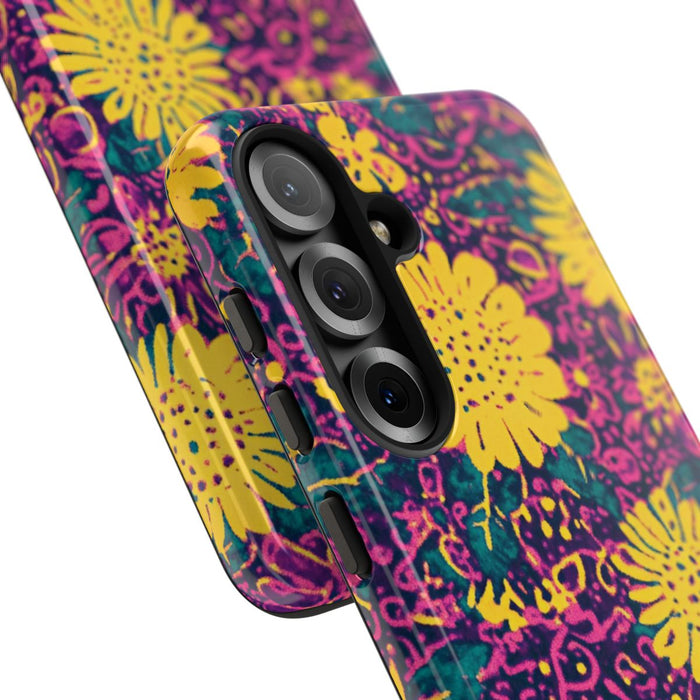 Gele en Paarse Bloemenprint