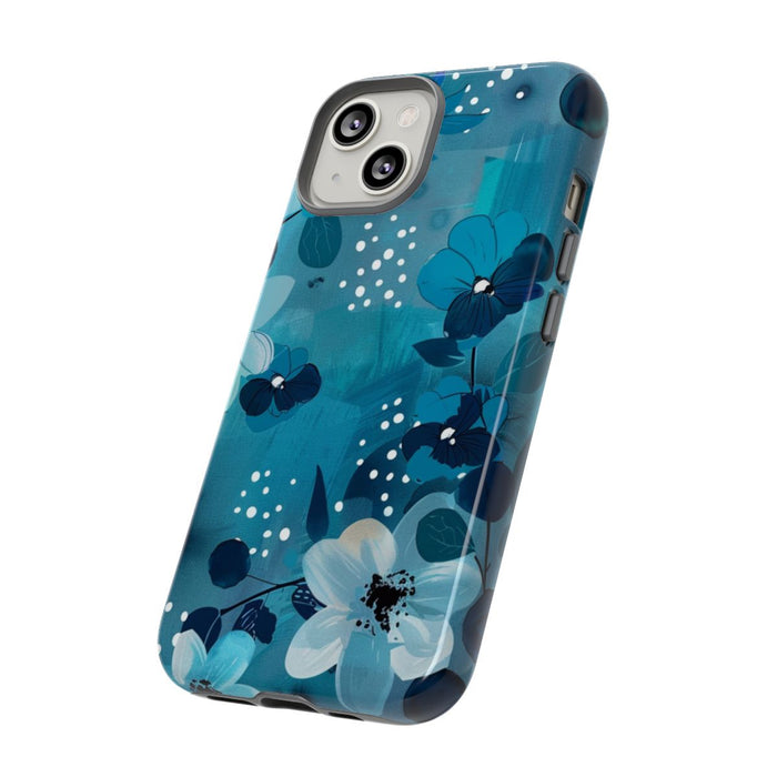 Turquoise Bloemenpatroon met Stippen