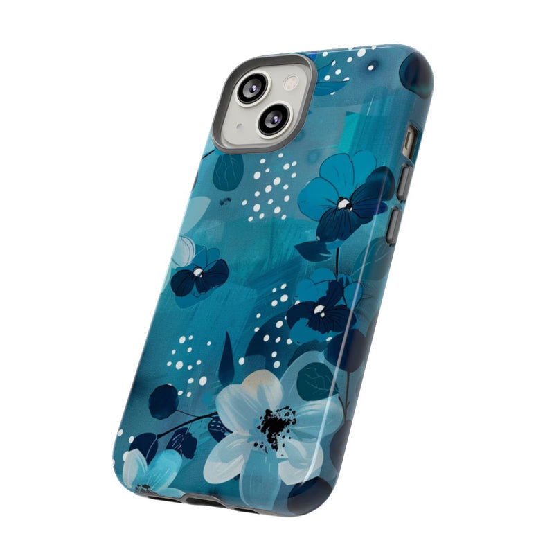 Turquoise Bloemenpatroon met Stippen