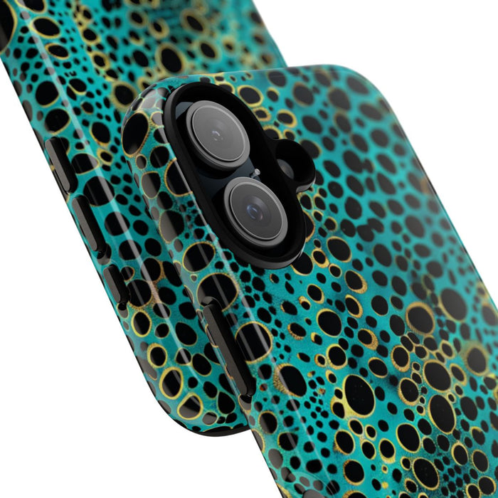 Turquoise en Zwart Abstract Stippenpatroon