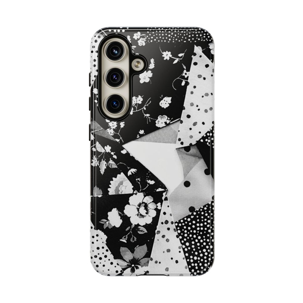 Monochrome Bloemen- en Polkadot Patchwork