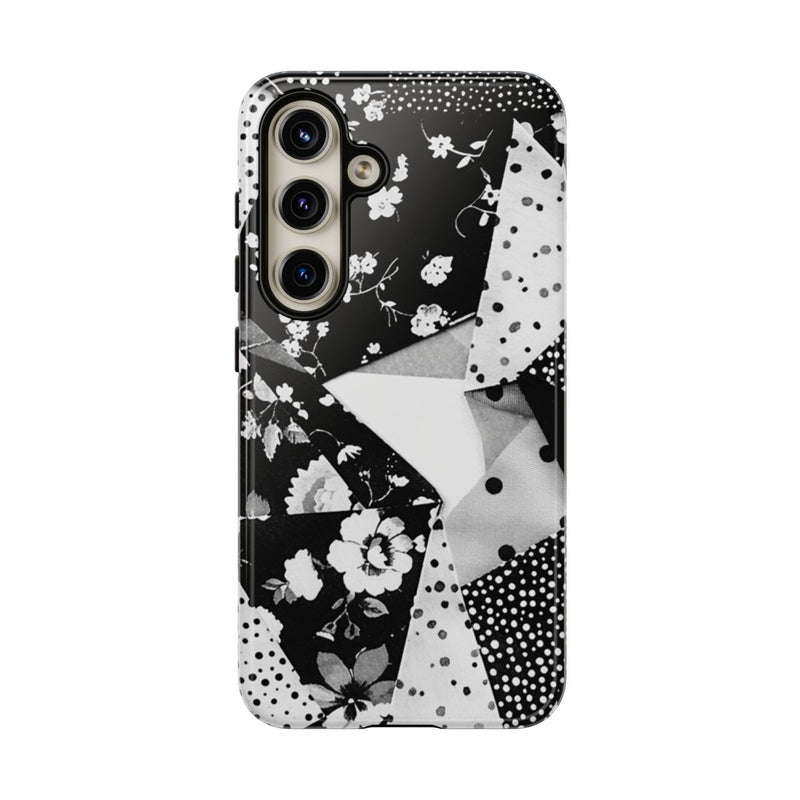 Monochrome Bloemen- en Polkadot Patchwork