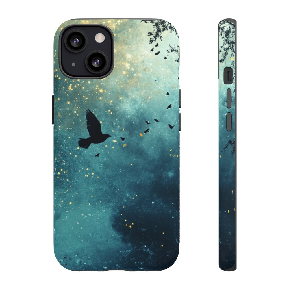 Nachtelijke Lucht met Vogels en Bomen