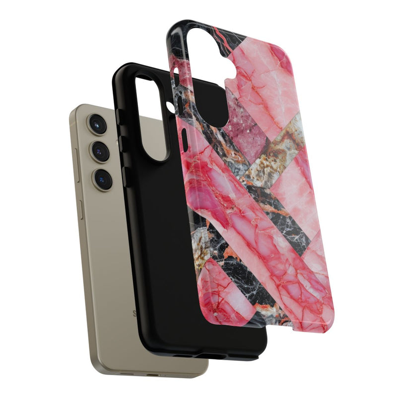 Roze en Zwart Geometrisch Marmerpatroon