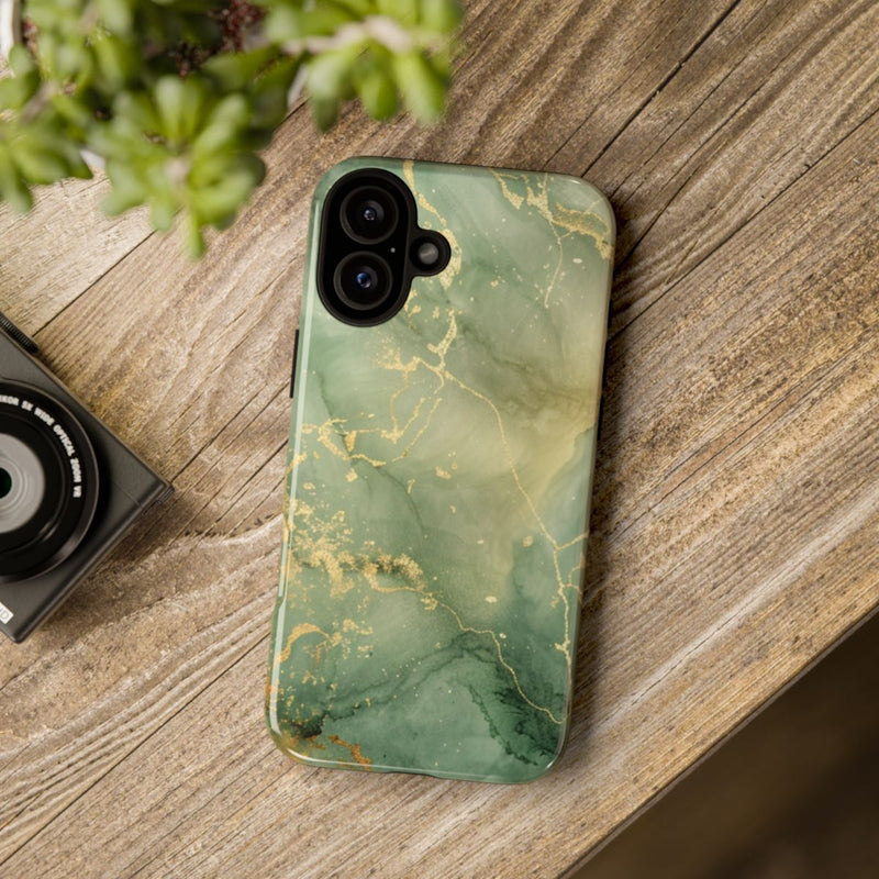 Groene en Gouden Marmer Abstract