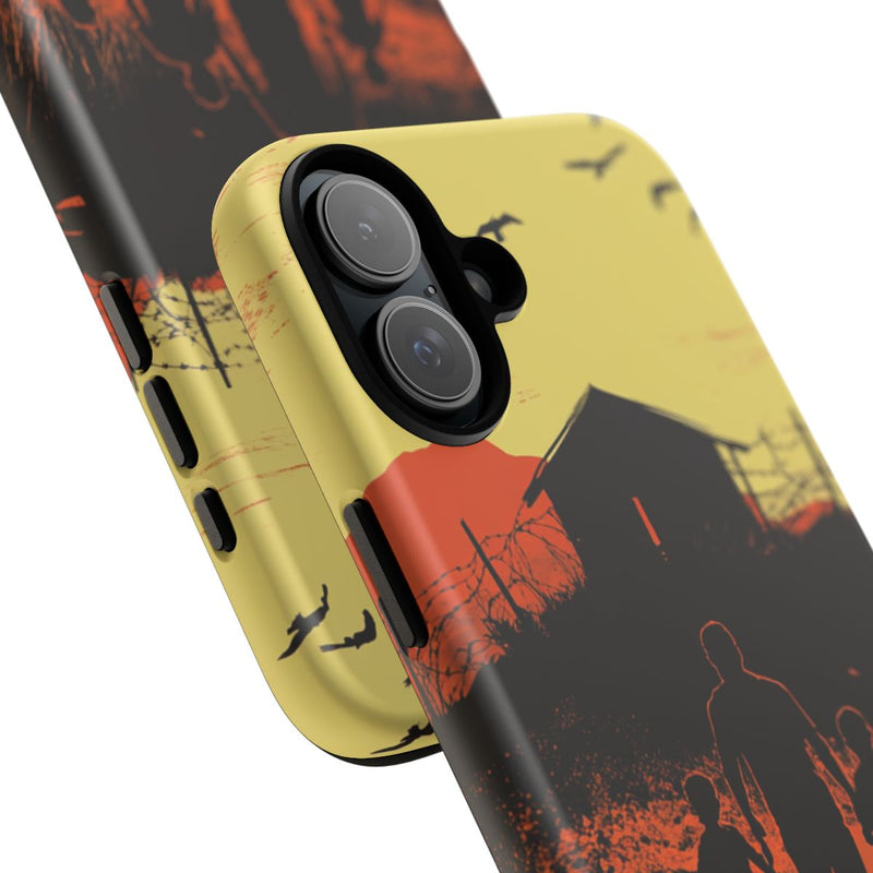 Gezin Wandelt Richting Prikkeldraadomheining