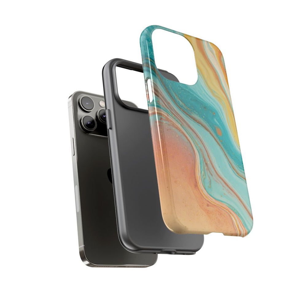 Oranje en Teal Marmer Abstract