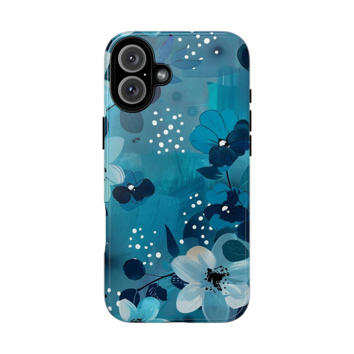 Turquoise Bloemenpatroon met Stippen