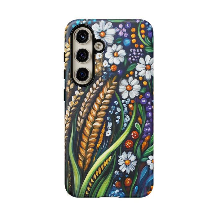 Kleurrijke Bloemen en Gouden Tarwe in Folklorestijl