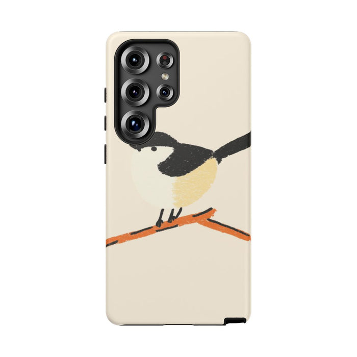 Minimalistische Vogelillustratie op Tak
