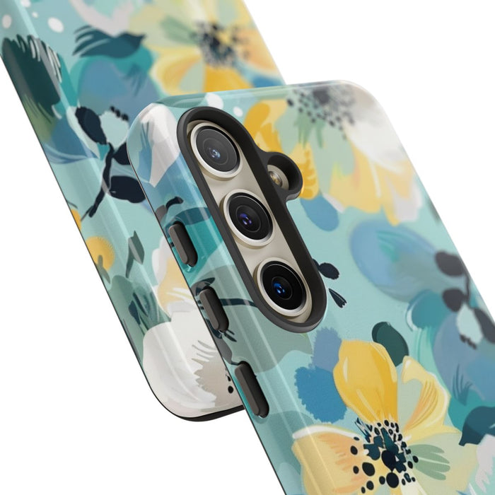 Turquoise Bloemenpatroon met Stippen