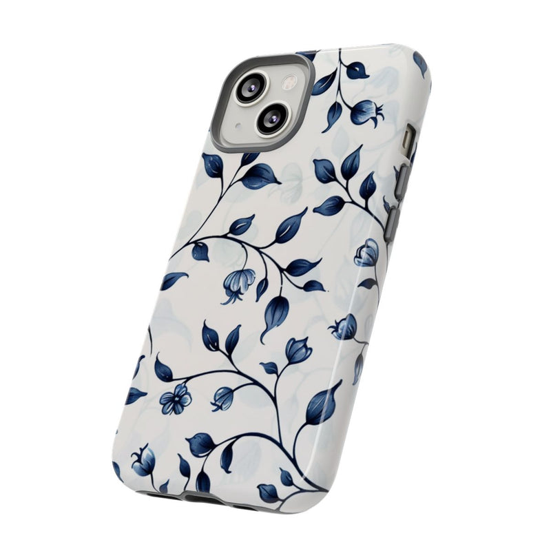 Blauw Bloemenrankenpatroon