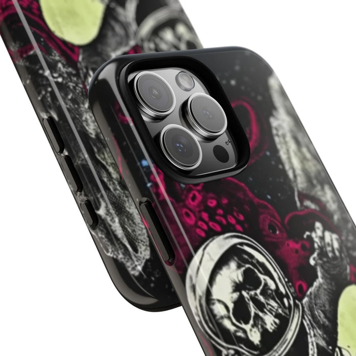 Schedel-Astronaut met Skateboard en Octopus