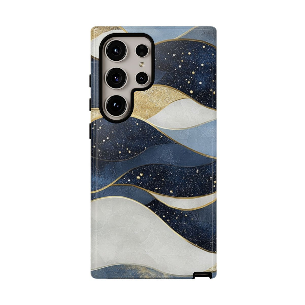 Abstract Blauw-Goud Golvenpatroon