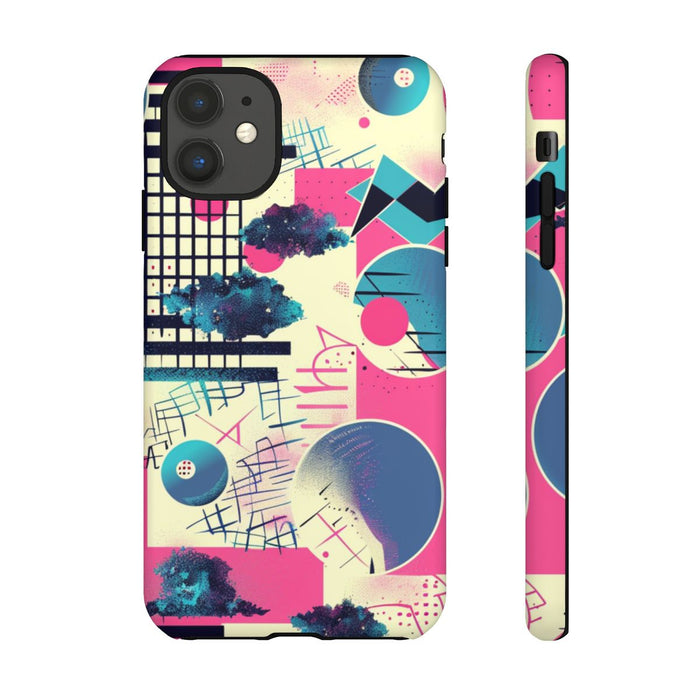 Abstract Geometrisch Patroon in Roze en Blauw