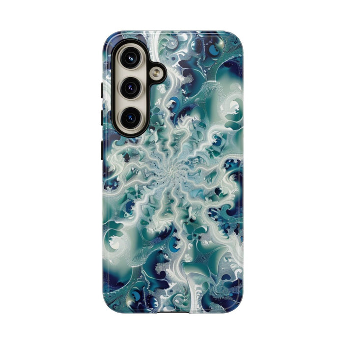 Blauw-Groene Fractalwerveling met Glans