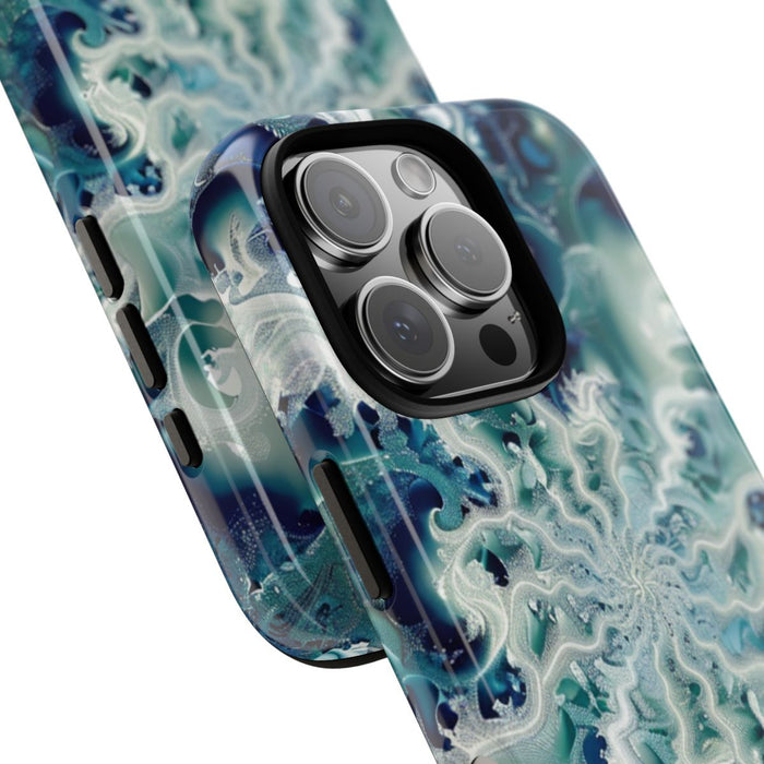 Blauw-Groene Fractalwerveling met Glans