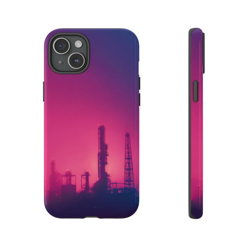 Industrieel Silhouet met Neon Gloed