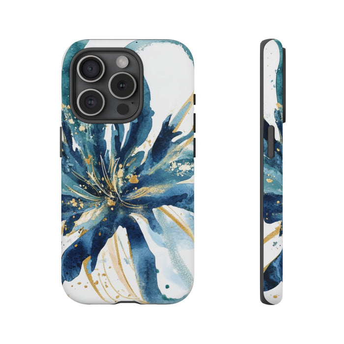 Abstracte Blauwe Bloemen Waterverfdesign