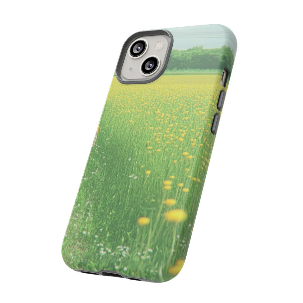 Jongen Wandelt Door Geel Bloemenveld