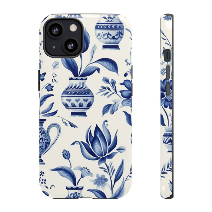Blauw Bloemmotief met Delfts Vaaspatroon