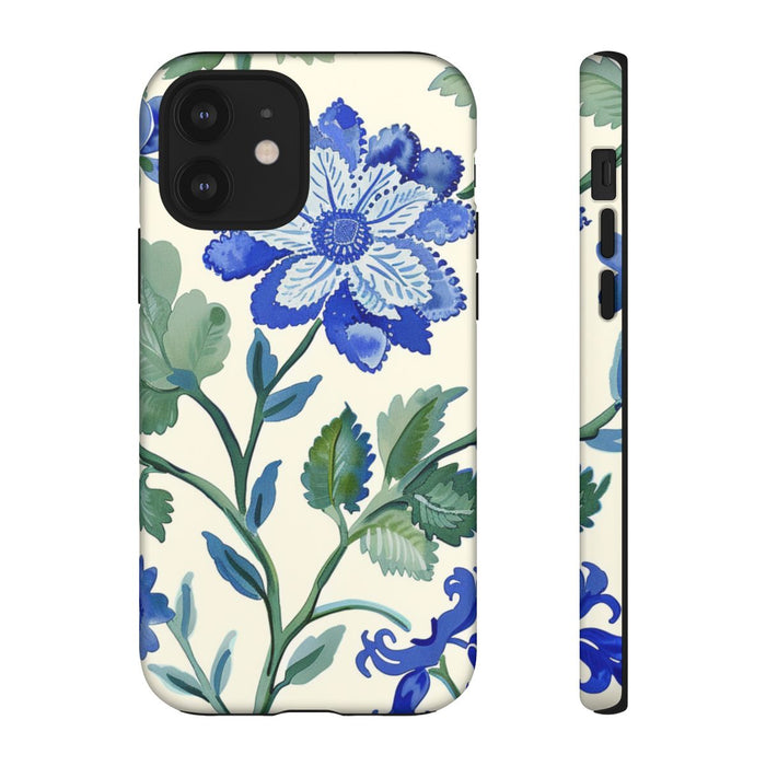 Blauw Waterverf Bloemenpatroon