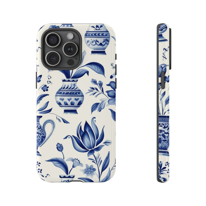 Blauw Bloemmotief met Delfts Vaaspatroon
